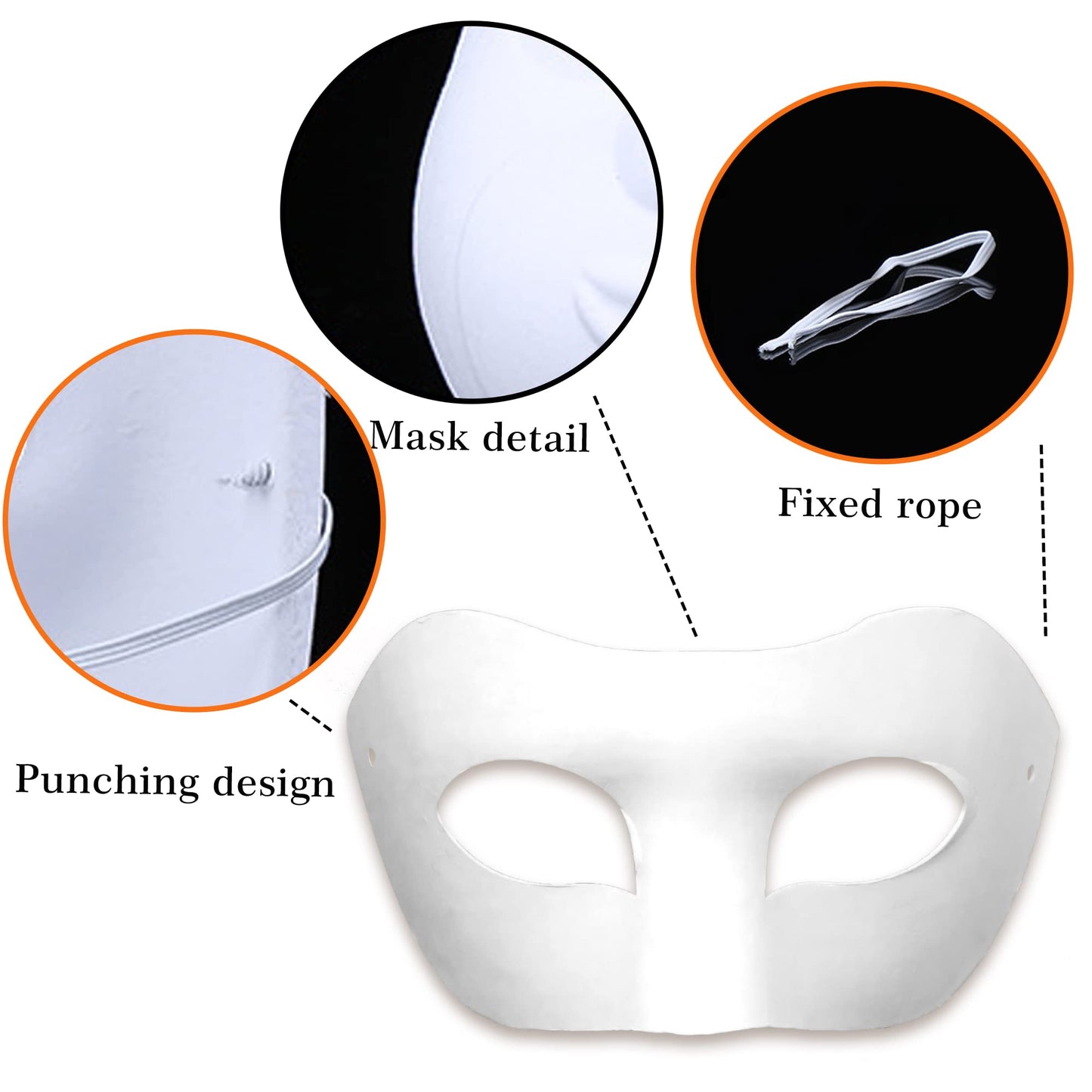 CSPRING 12PCS DIY White Paper Masks – Paintable Face Masks for Mardi Gras, Cosplay & Party