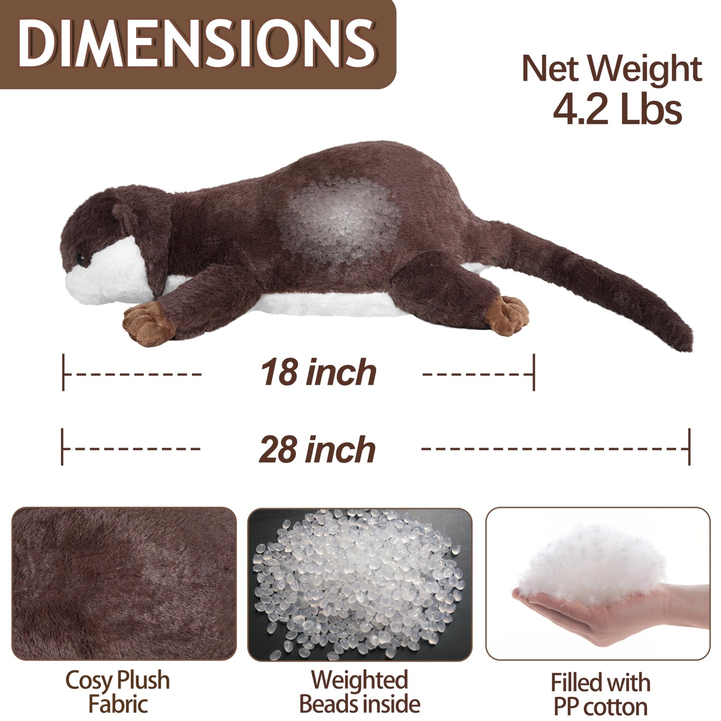 CSVBTRF Weighted Otter Plush - 18-Inch Huggable Pillow, 4.1 lb Stuffed Animal Gift