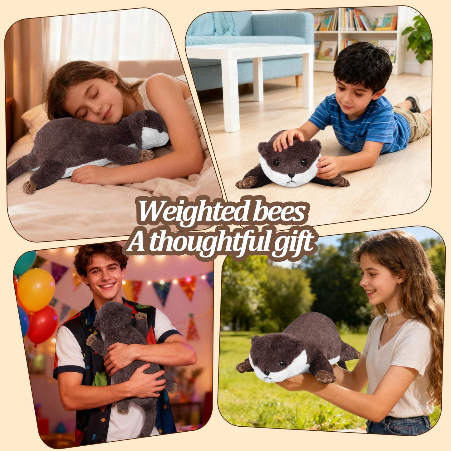 CSVBTRF Weighted Otter Plush - 18-Inch Huggable Pillow, 4.1 lb Stuffed Animal Gift