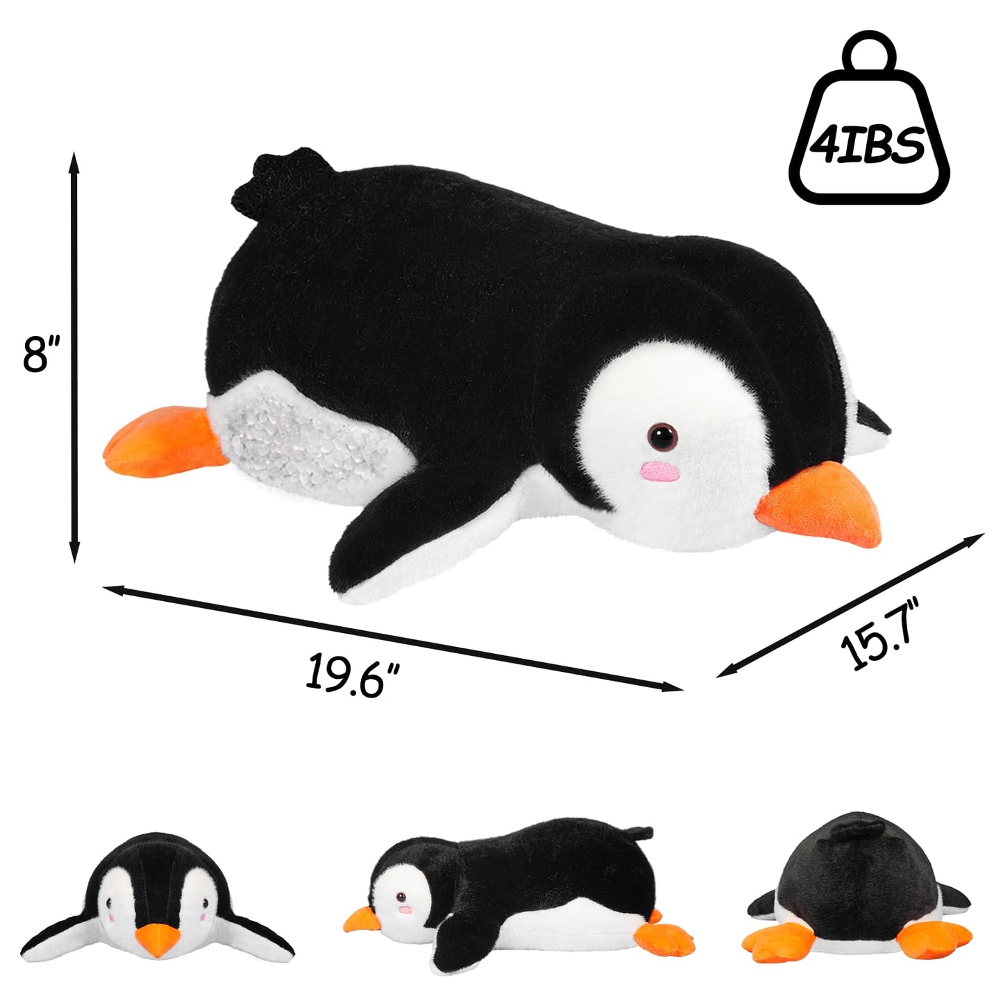 CSVBTRF Weighted Penguin Plush — 19-Inch, 4 lb Huggable Plush for Kids and Cozy Corners