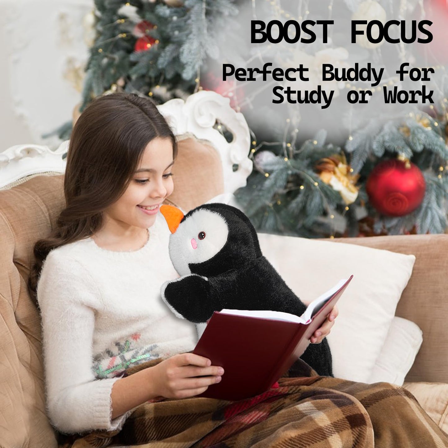 CSVBTRF Weighted Penguin Plush — 19-Inch, 4 lb Huggable Plush for Kids and Cozy Corners