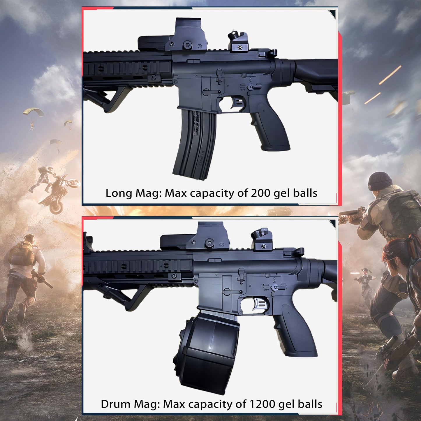 Ctffnny Powerful Full Auto M416 Gel Blaster – 130 FPS, 80 ft Range, Drum Magazine + Goggles