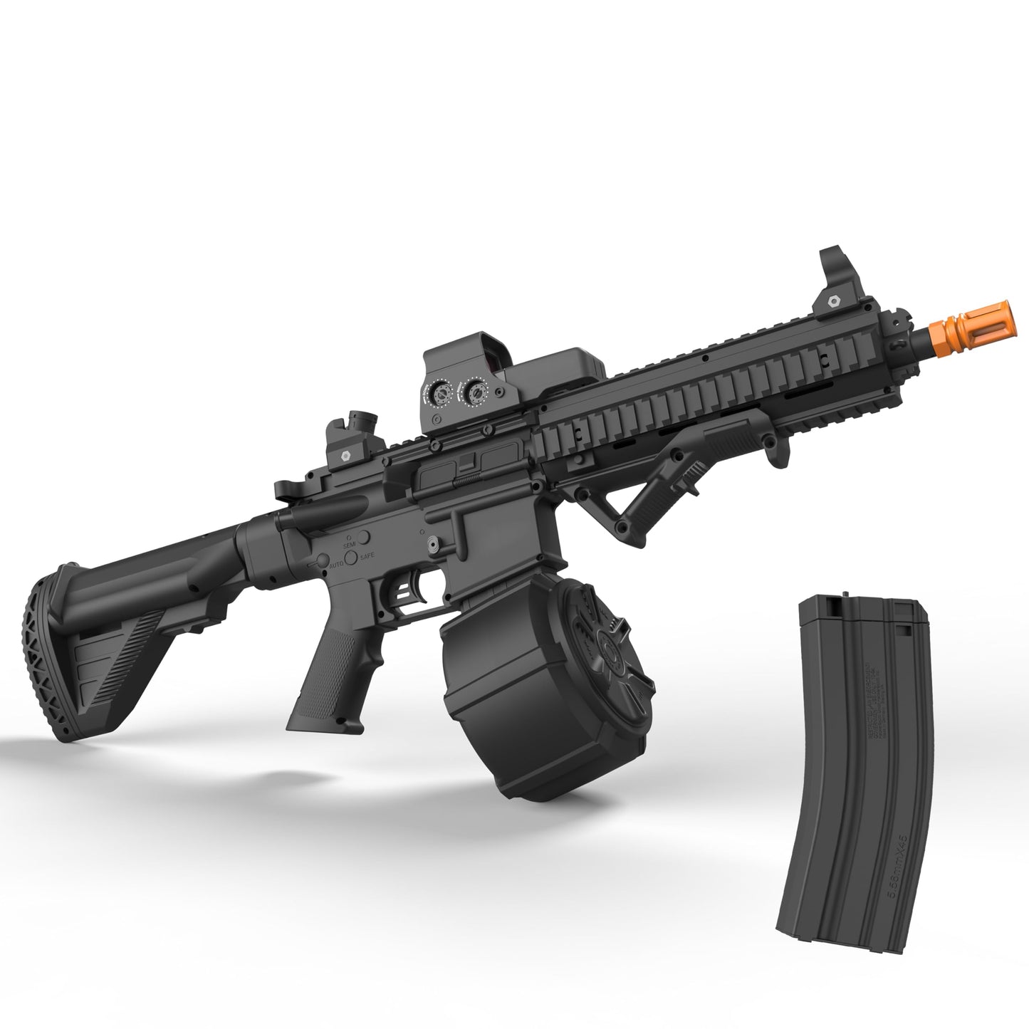 Ctffnny Powerful Full Auto M416 Gel Blaster – 130 FPS, 80 ft Range, Drum Magazine + Goggles