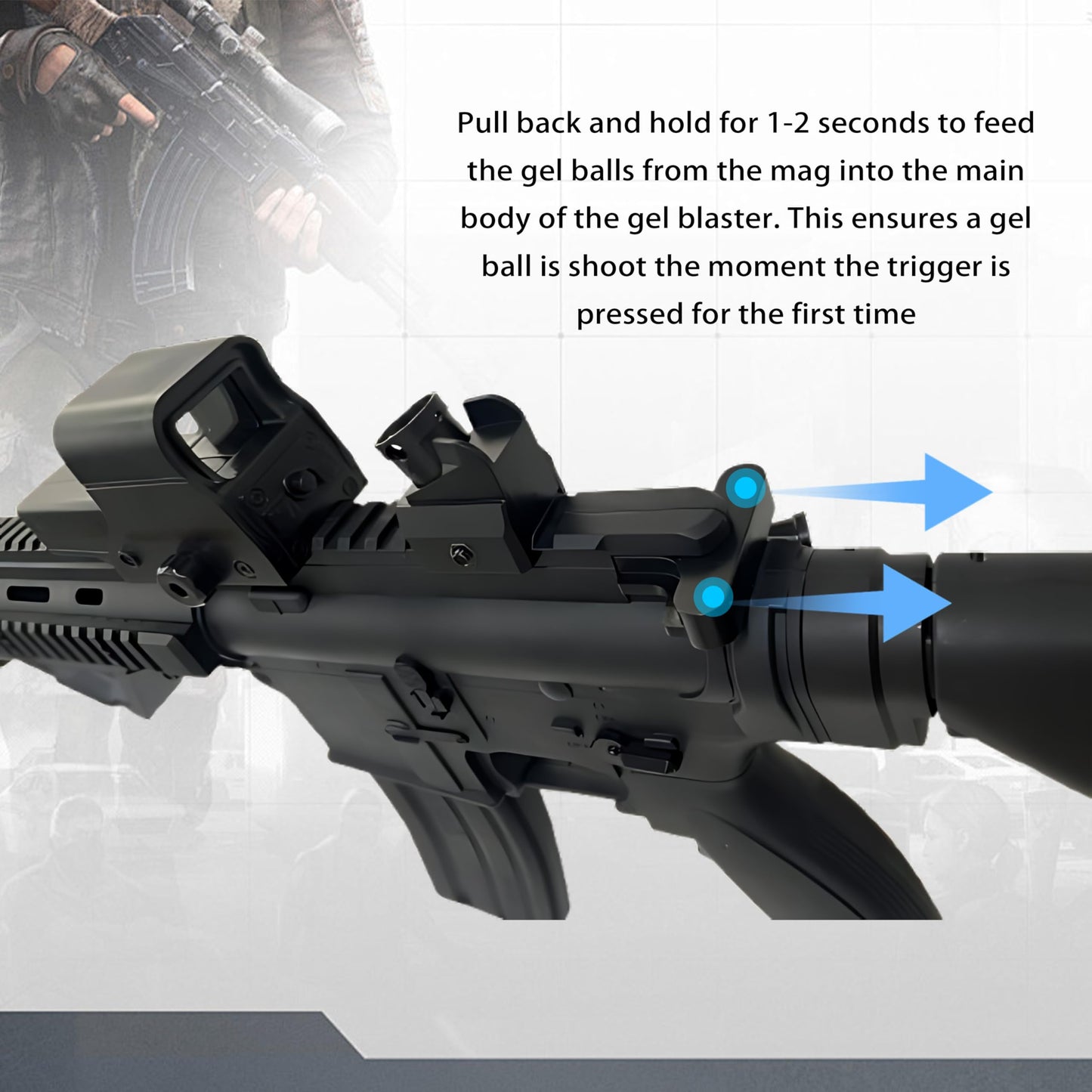 Ctffnny Powerful Full Auto M416 Gel Blaster – 130 FPS, 80 ft Range, Drum Magazine + Goggles