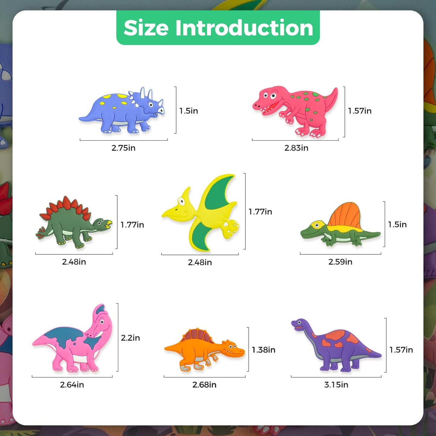 CTIANWXY Dinosaur Fridge Magnets for Toddlers – 8-Pack Full-Back Rubber Magnets for Learning