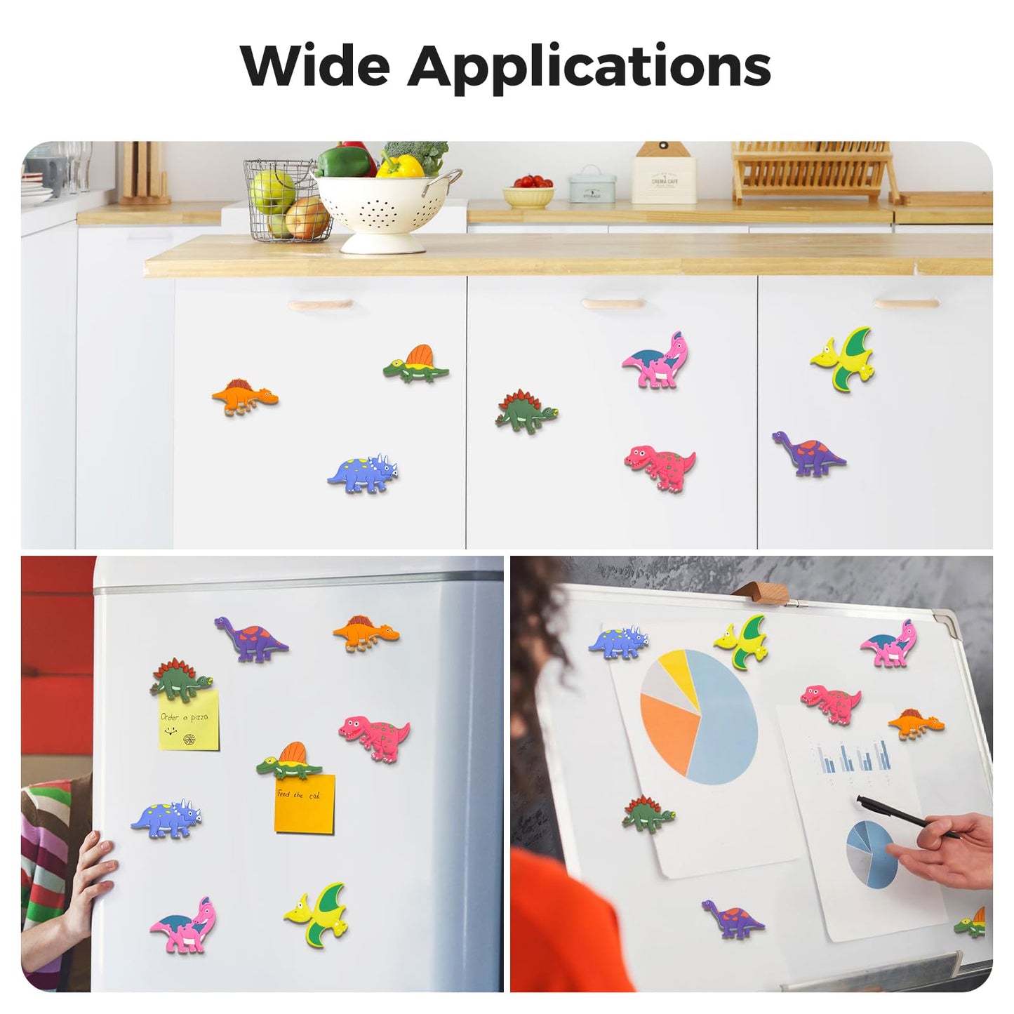 CTIANWXY Dinosaur Fridge Magnets for Toddlers – 8-Pack Full-Back Rubber Magnets for Learning