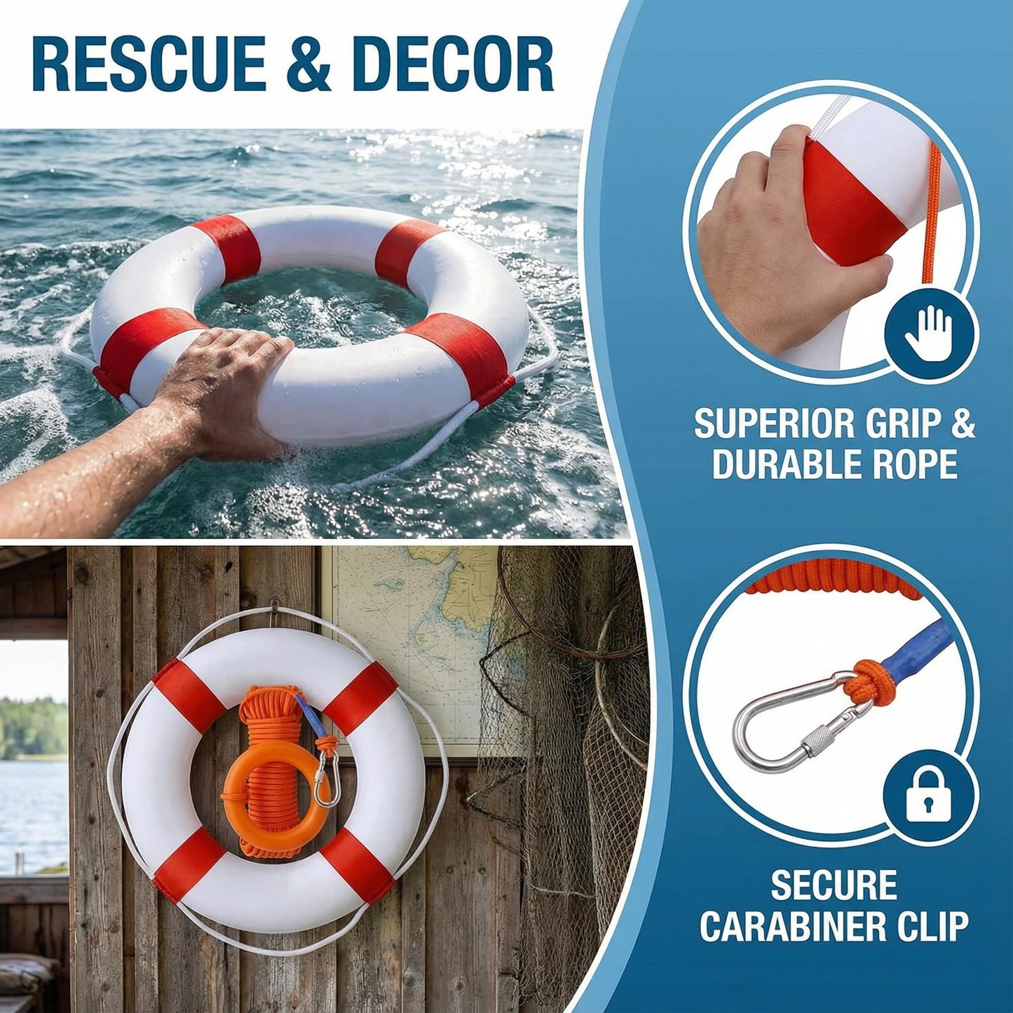 CTopoGo 20-Inch Pool Safety Throw Ring Buoy — Foam Ring for Pool & Decor