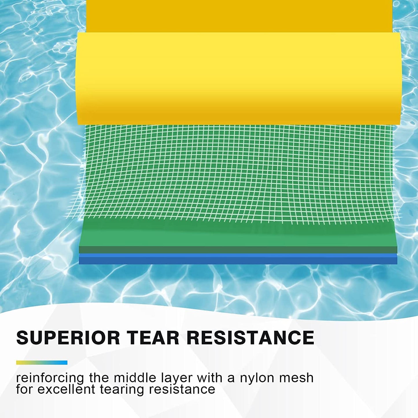 CTSC Lily Pad Floating Mat — 9 x 4 ft, 3-Layer Tear-Resistant XPE Foam with 16.4' Bungee Tether
