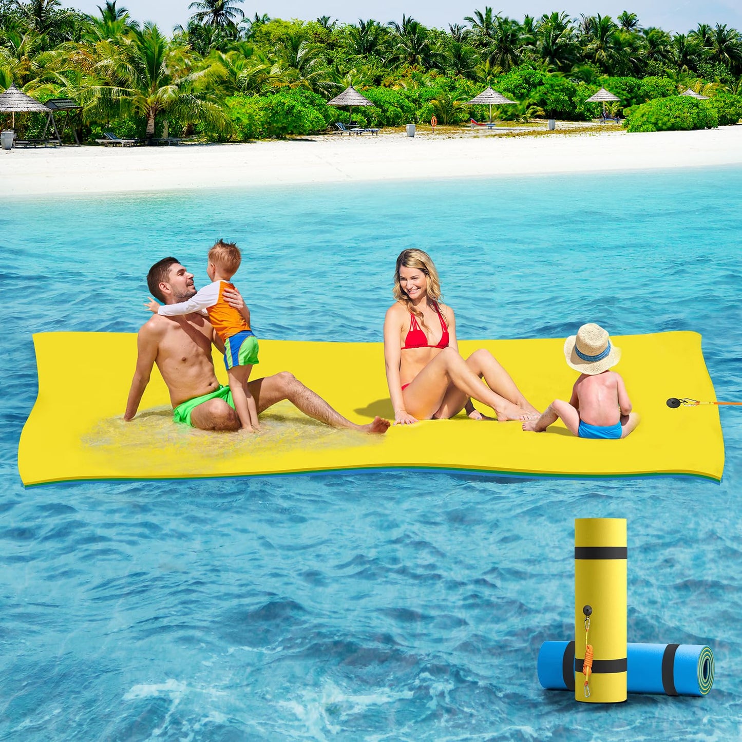 CTSC Lily Pad Floating Mat — 9 x 4 ft, 3-Layer Tear-Resistant XPE Foam with 16.4' Bungee Tether