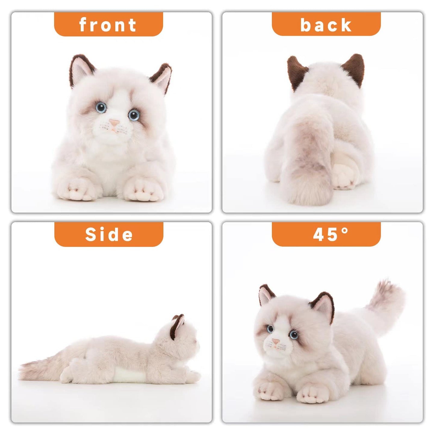 CU-MATE 20 Inch Gray Ragdoll Cat Plush – Realistic Handmade Stuffed Toy