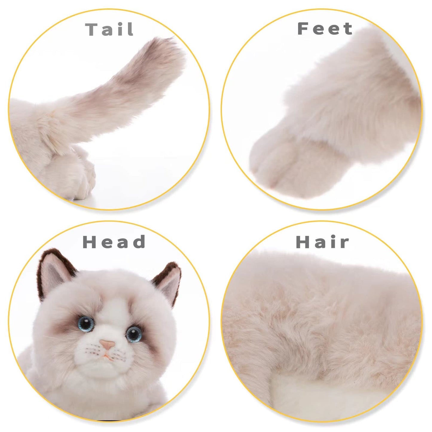 CU-MATE 20 Inch Gray Ragdoll Cat Plush – Realistic Handmade Stuffed Toy