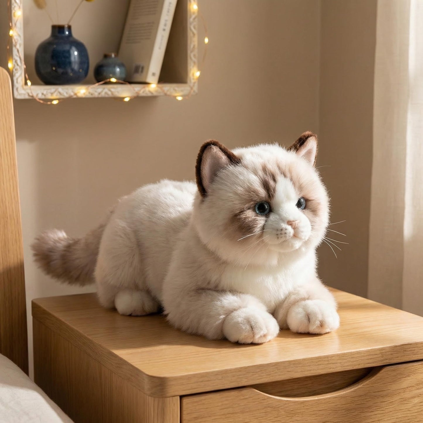 CU-MATE 20-Inch Gray Ragdoll Cat Plush – Handmade Realistic Stuffed Animal with Gift Box