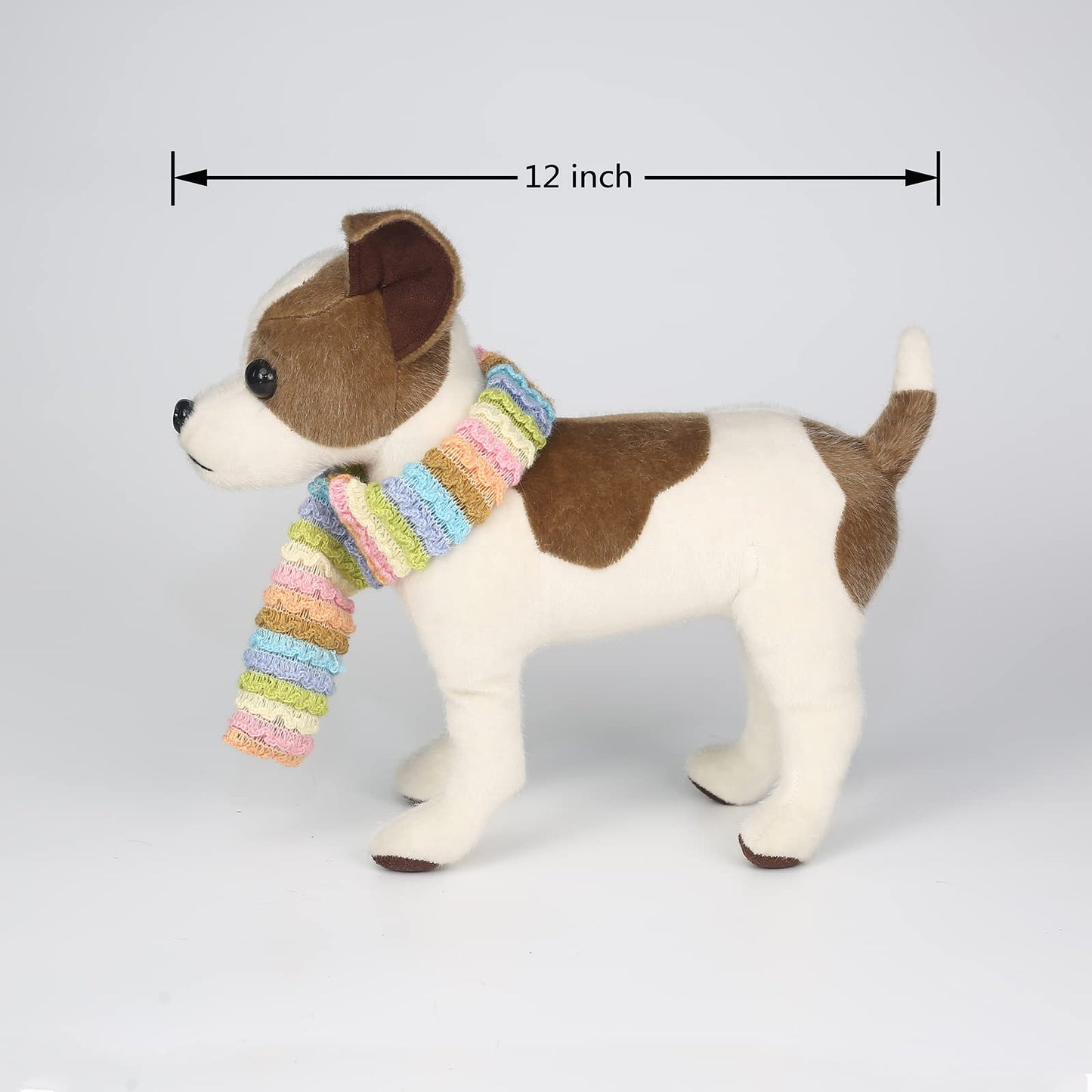 CU-MATE 12-inch Realistic Jack Russell Plush – Standing White & Brown Puppy