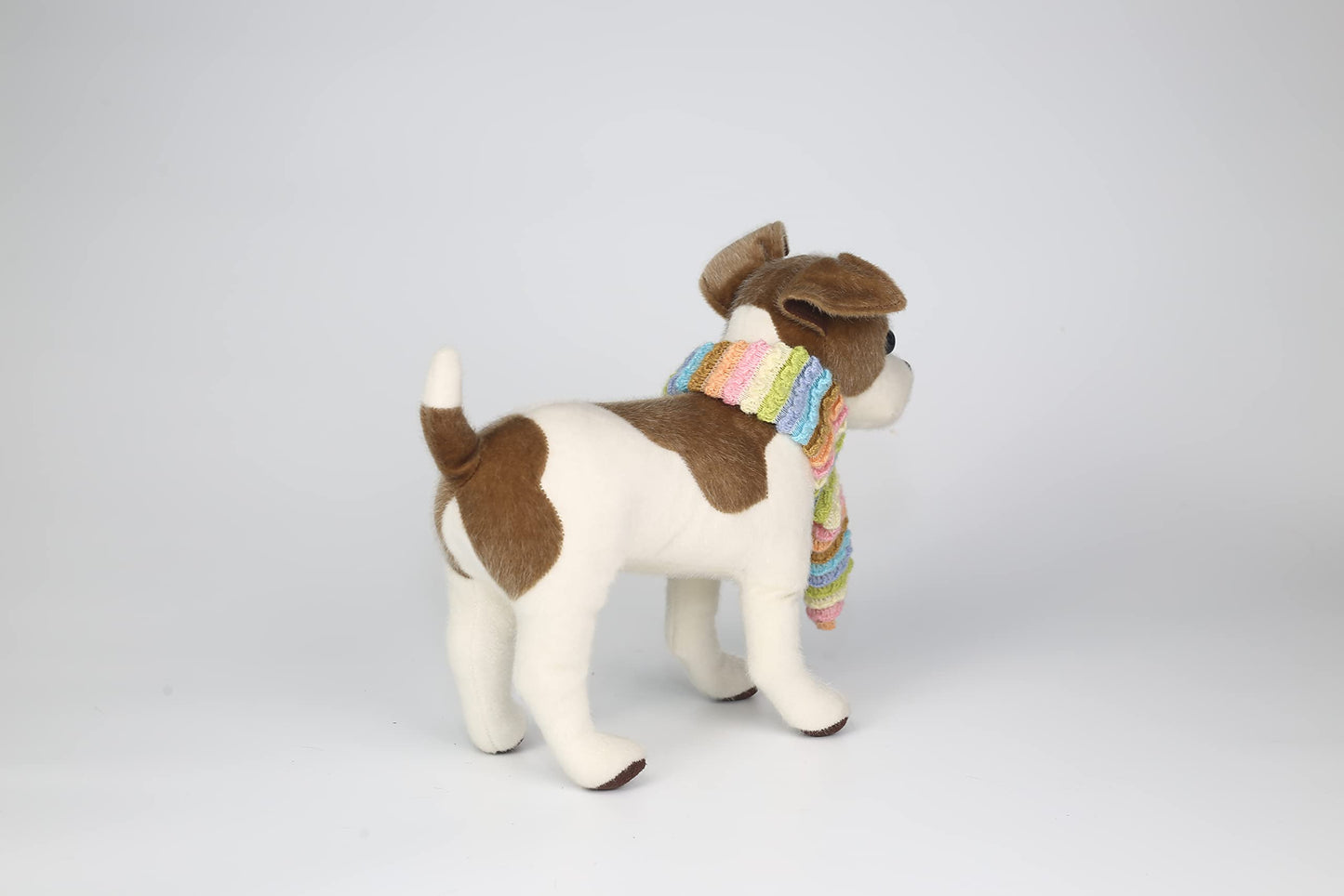 CU-MATE 12-inch Realistic Jack Russell Plush – Standing White & Brown Puppy