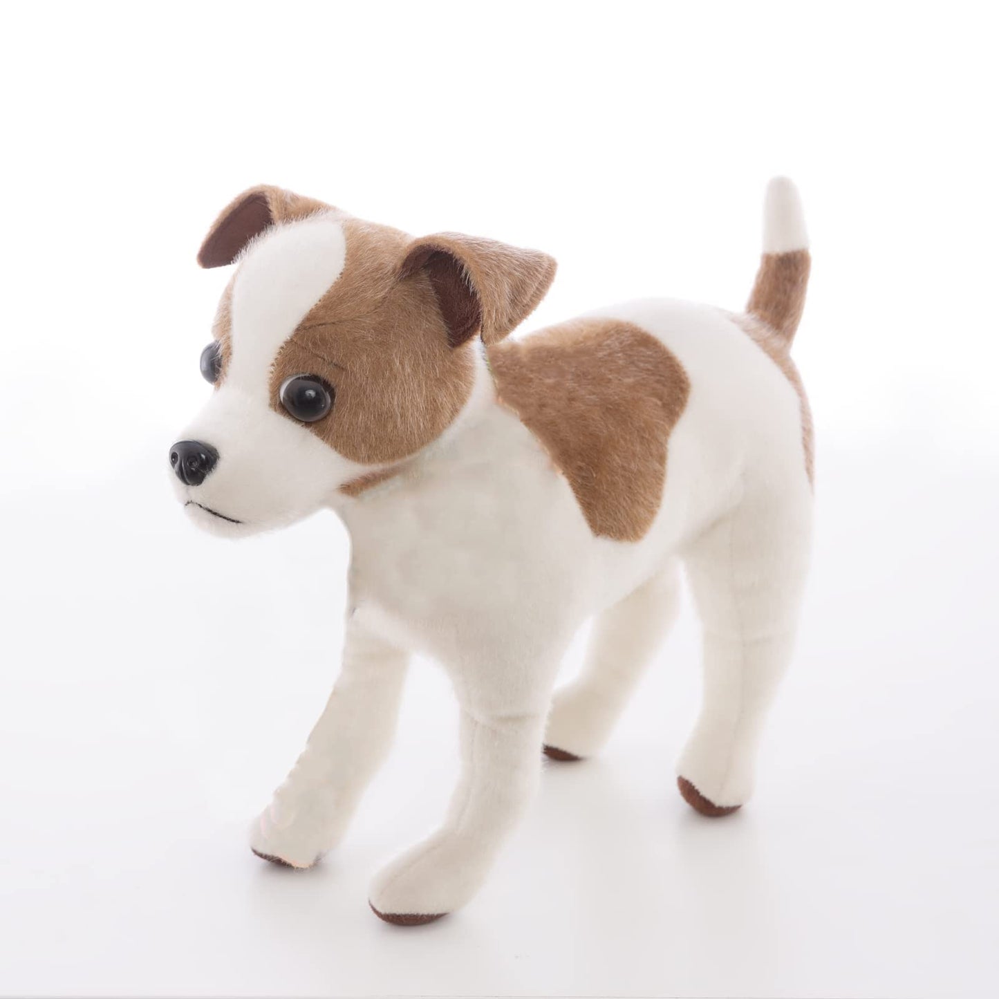 CU-MATE 12-inch Realistic Jack Russell Plush – Standing White & Brown Puppy