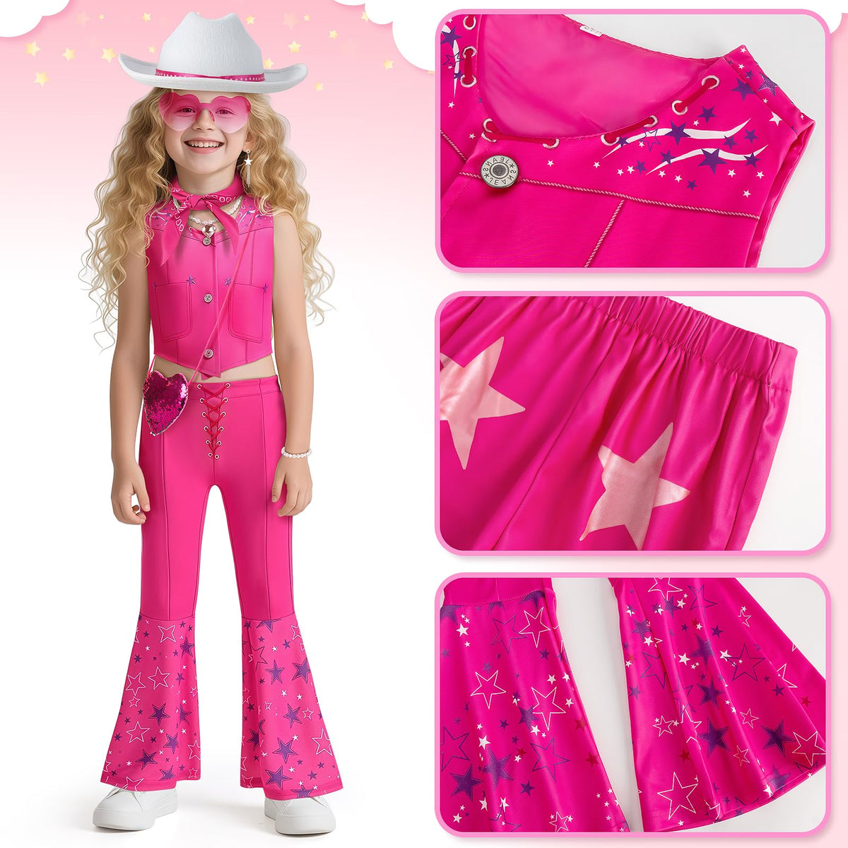 Cubacubo Cowgirl Costume for Girls – Disco Western Dress Up for Halloween