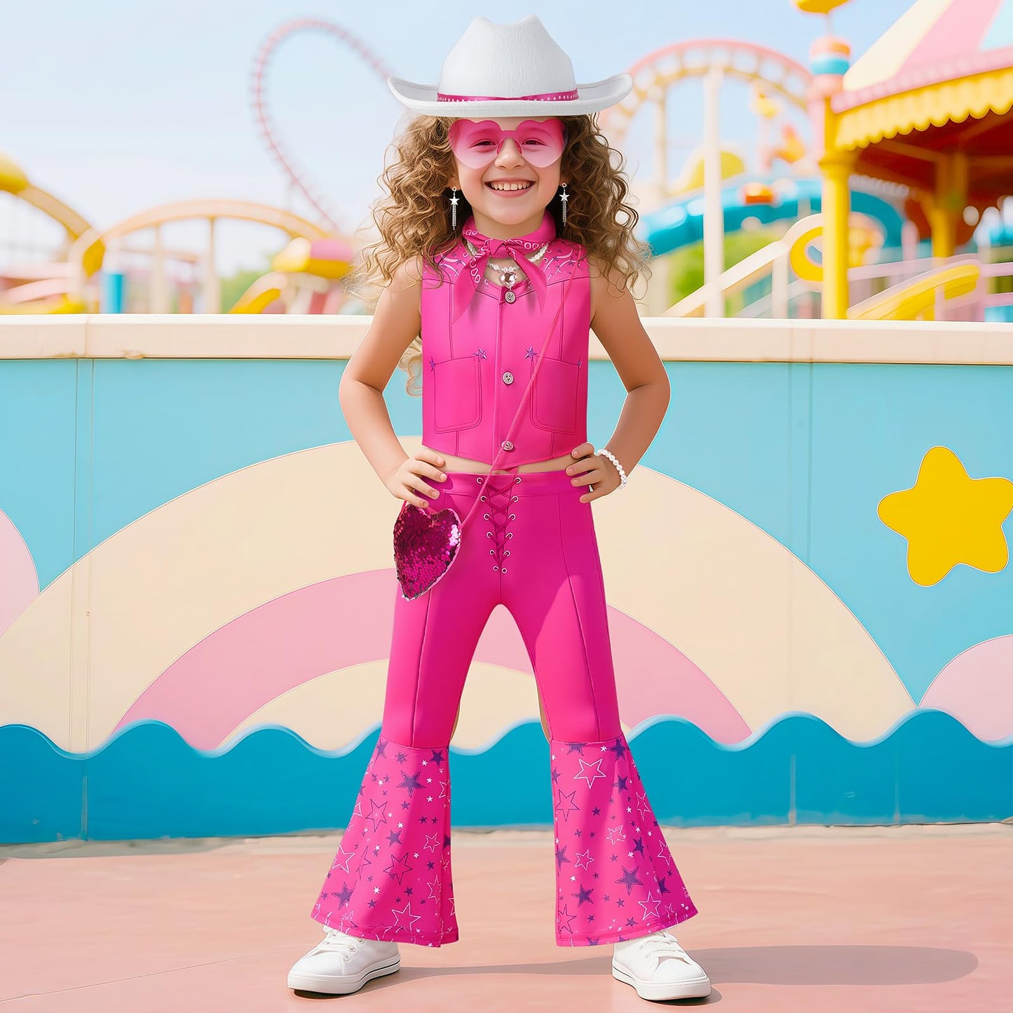 Cubacubo Cowgirl Costume for Girls – Disco Western Dress Up Outfit