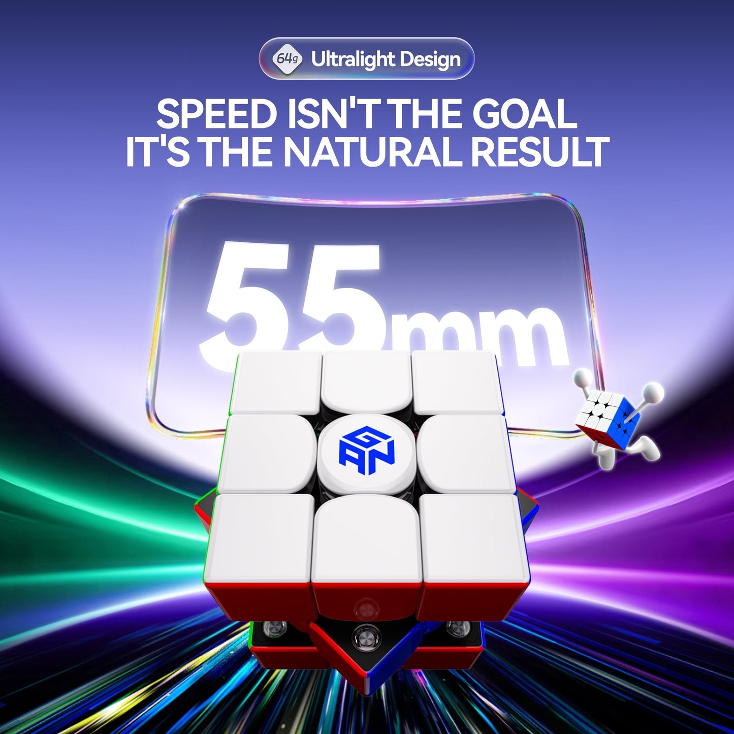 CuberShop GAN V100 MagLev 3x3 Cube – UV Coated, Stickerless, 55mm, Lightweight