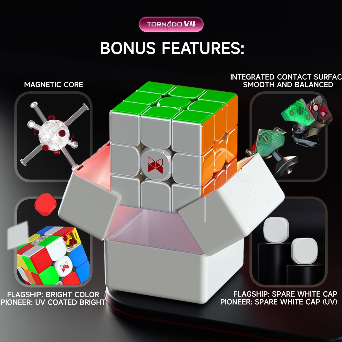 CuberShop QY X Man Tornado V4 M Flagship – 3x3 Magnetic Speed Cube (2024)