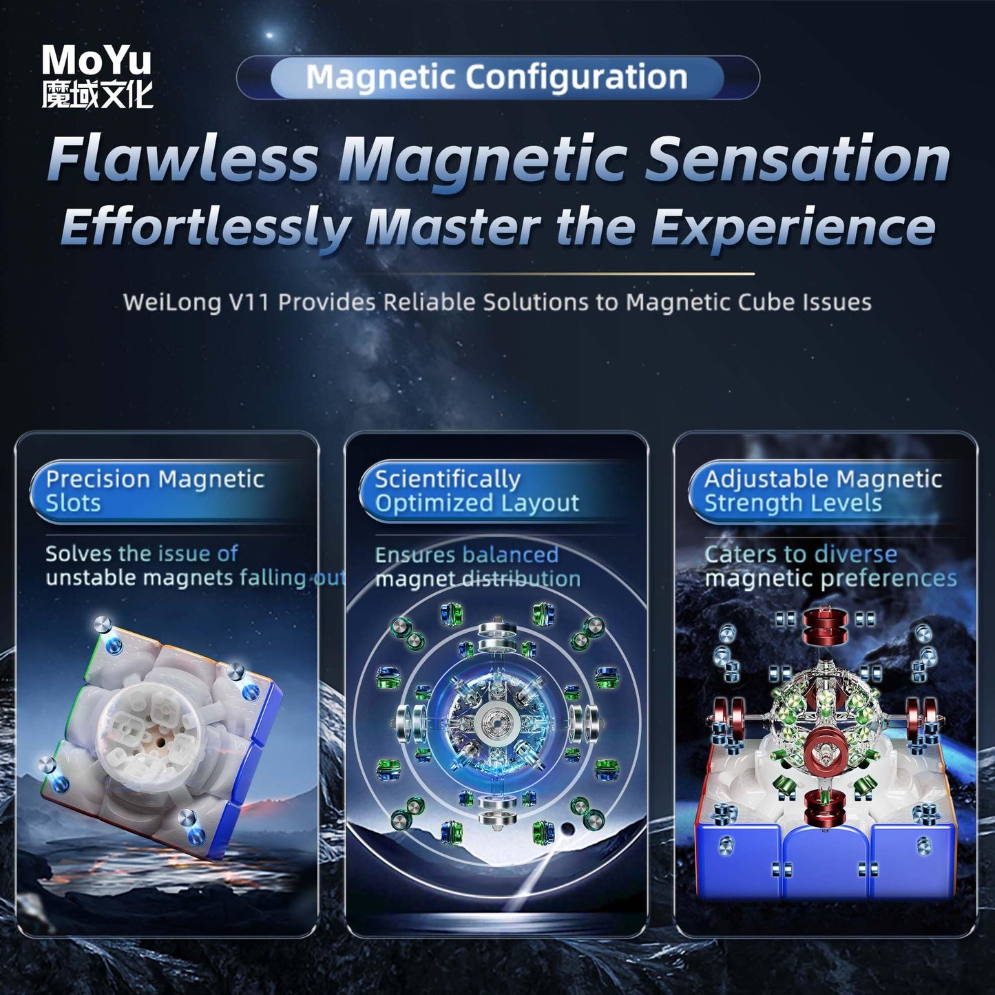 CuberShop Moyu WeiLong V11 WRM 20M MagLev 100 Magnets – Ultra-Smooth Deluxe 3x3 Speed Cube