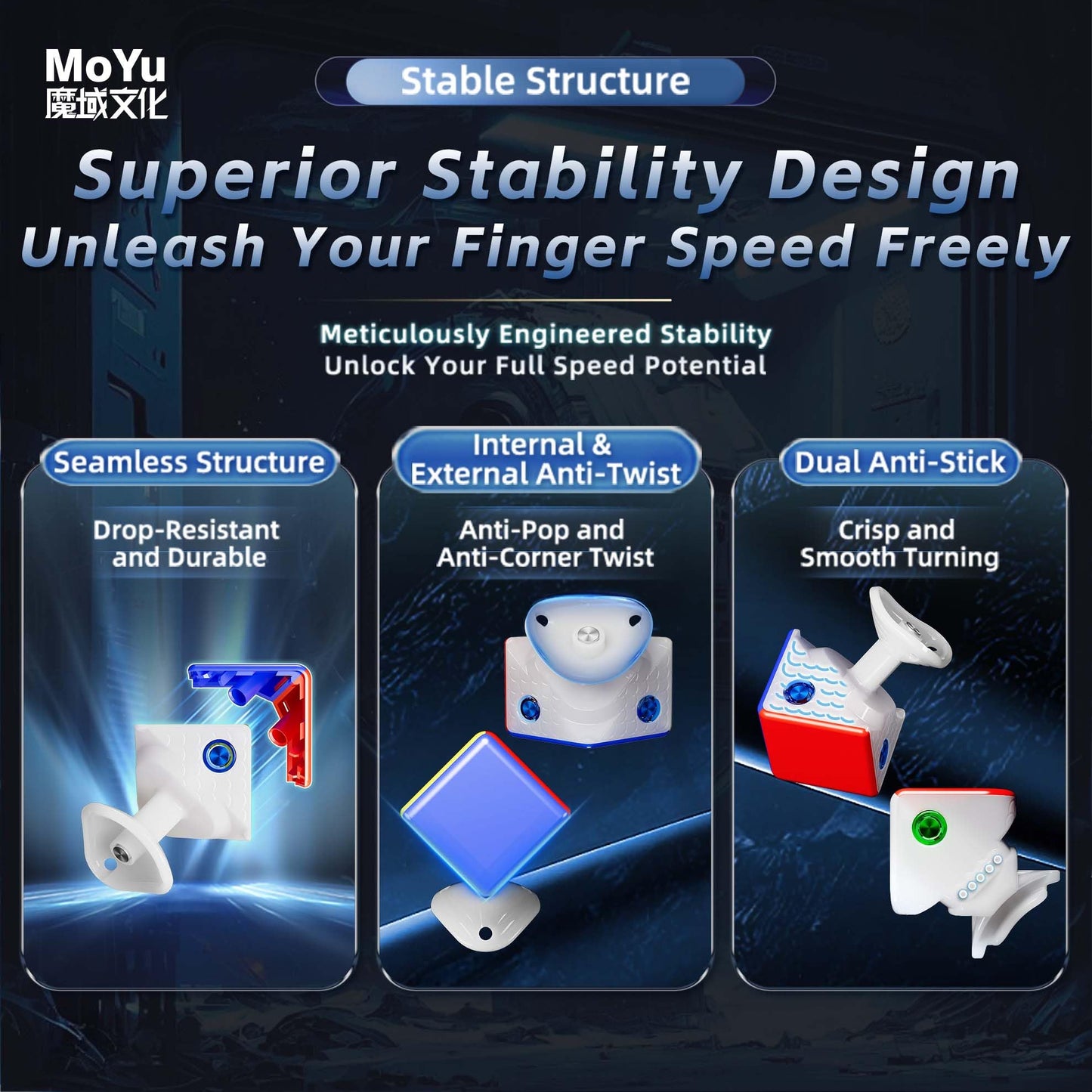 CuberShop Moyu WeiLong V11 WRM 20M MagLev 100 Magnets – Ultra-Smooth Deluxe 3x3 Speed Cube