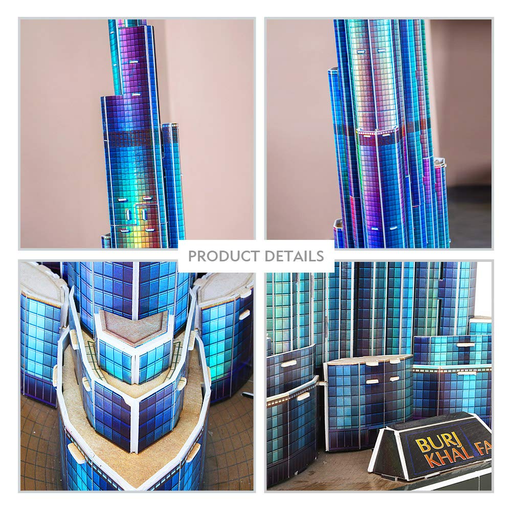 CubicFun 3D Burj Khalifa LED Puzzle – 57.5” Tall Architecture Model Kit
