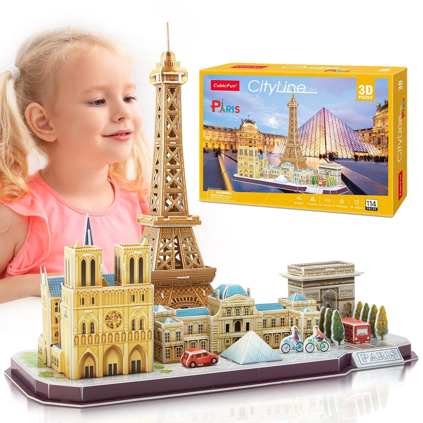 CubicFun Eiffel Tower 3D Puzzle for Kids 8–12 | Paris Cityline STEM
