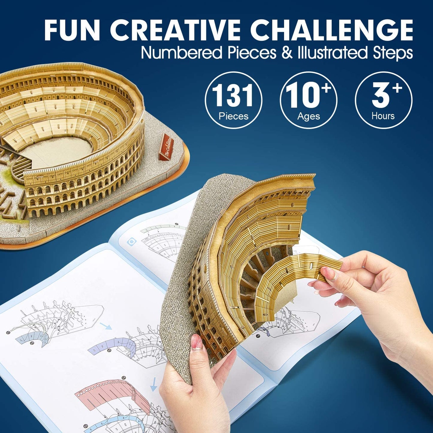 CubicFun Colosseum 3D Puzzle – 131-Piece Rome Architecture Model Kit