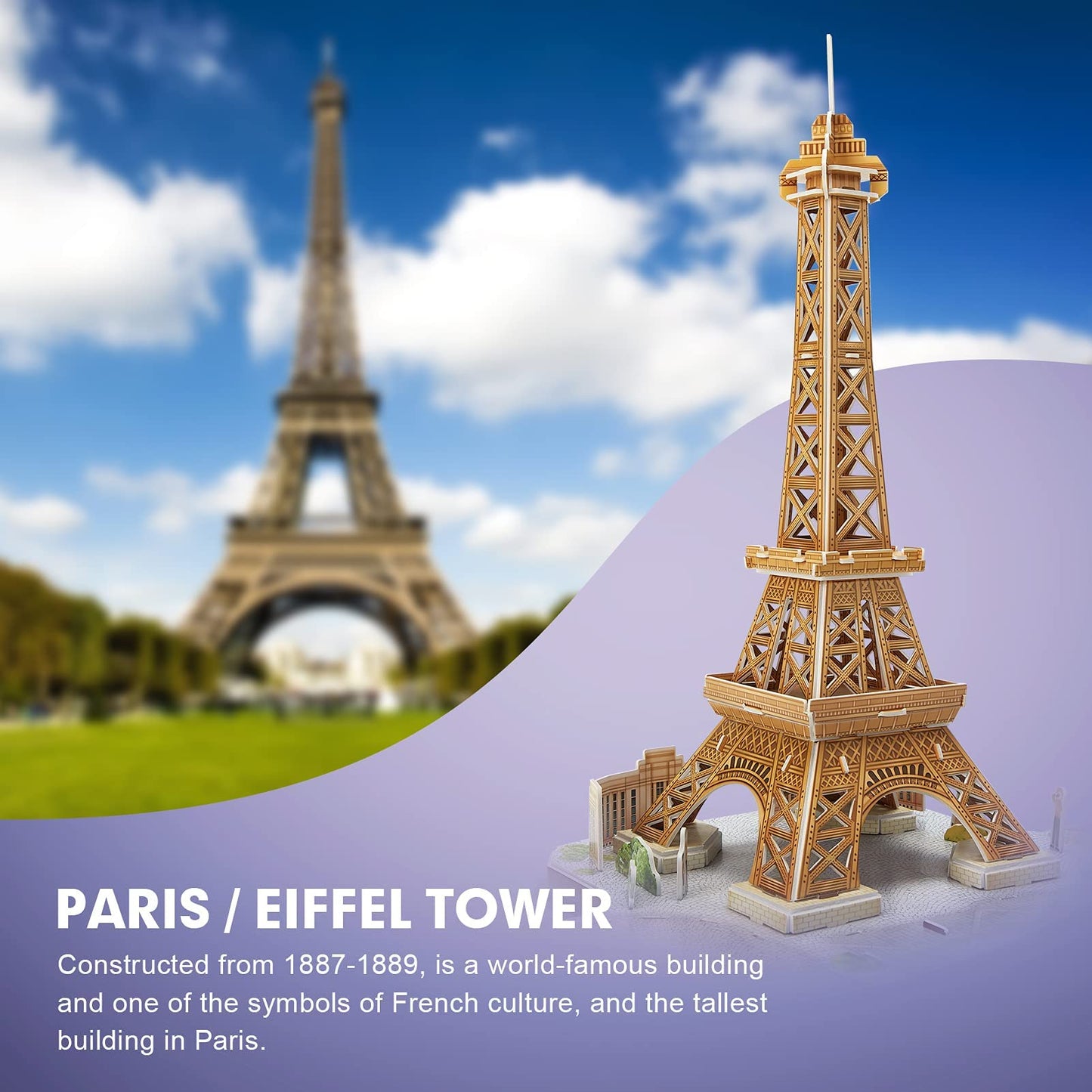 CubicFun Eiffel Tower 3D Puzzle for Kids 8–12 | Paris Cityline STEM