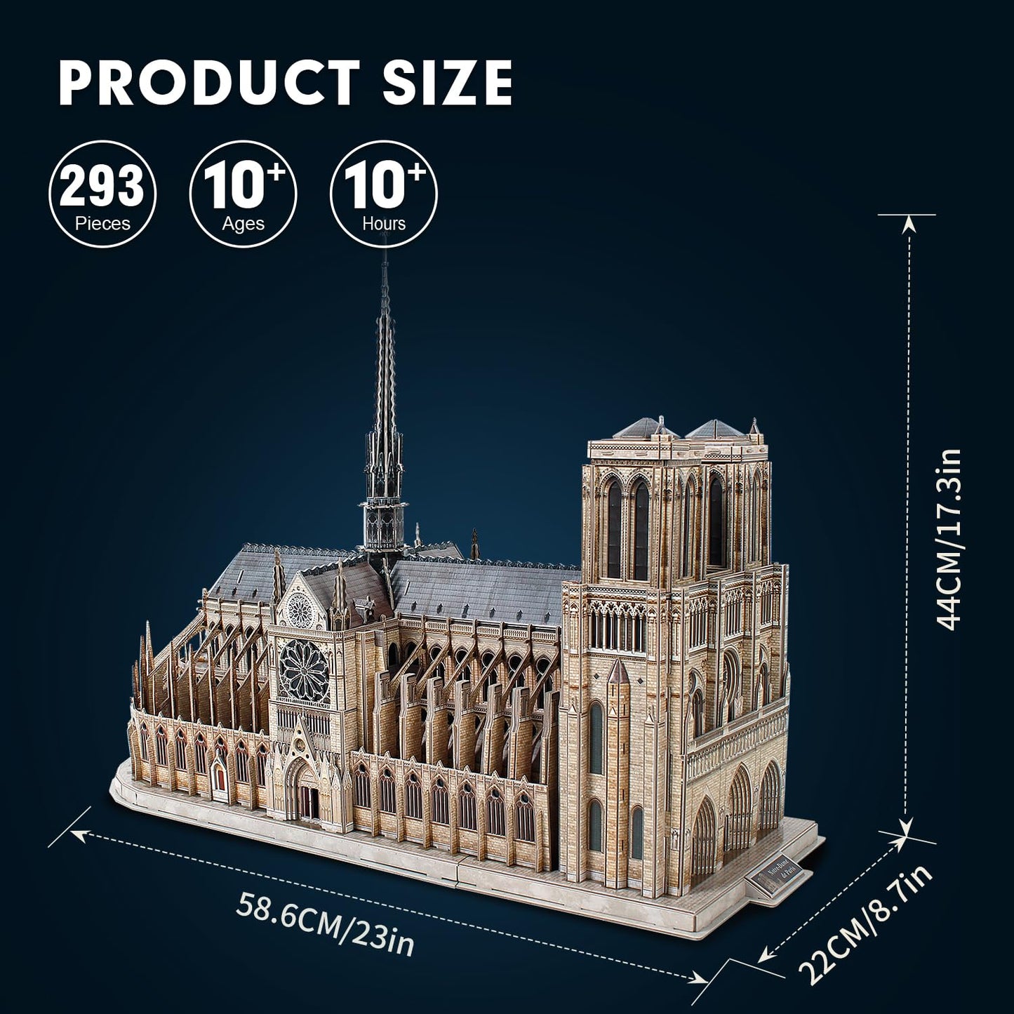 CubicFun Notre Dame de Paris 3D Puzzle – 293-Piece Moveable Gothic Cathedral Model Kit