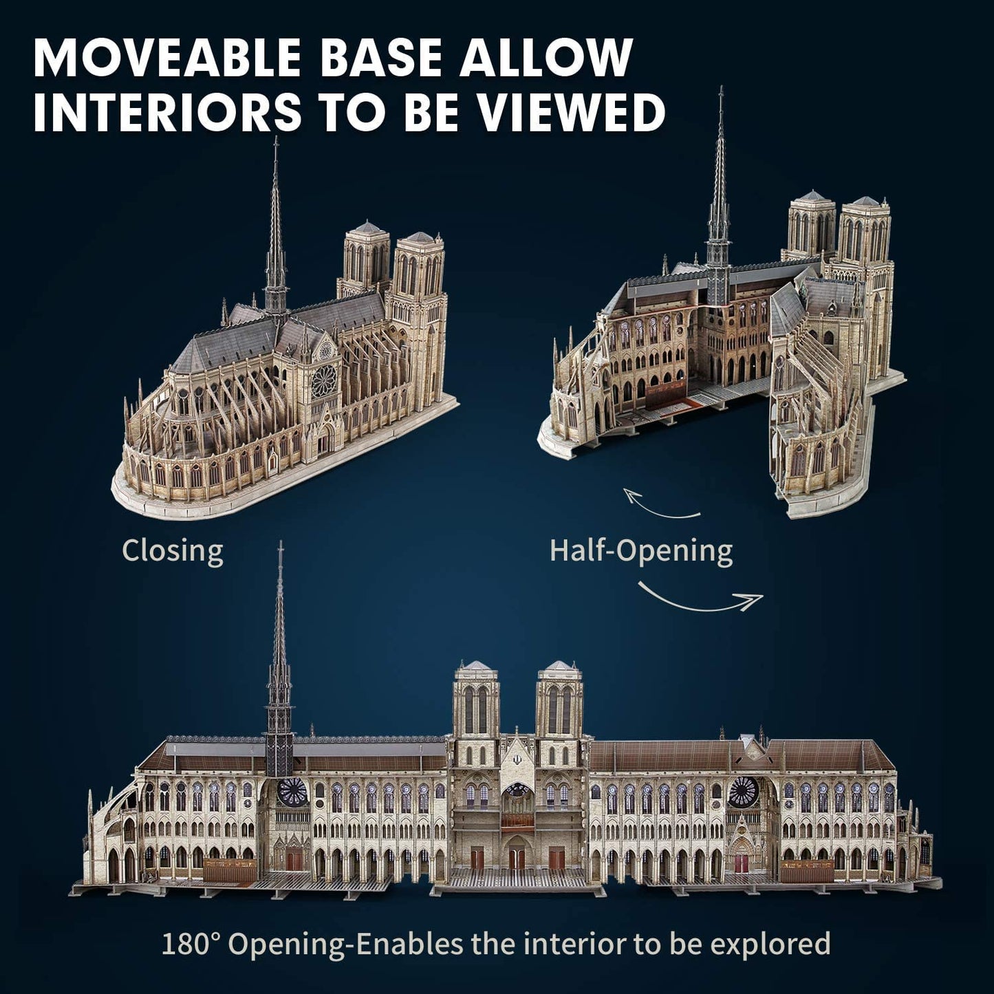 CubicFun Notre Dame de Paris 3D Puzzle – 293-Piece Moveable Gothic Cathedral Model Kit
