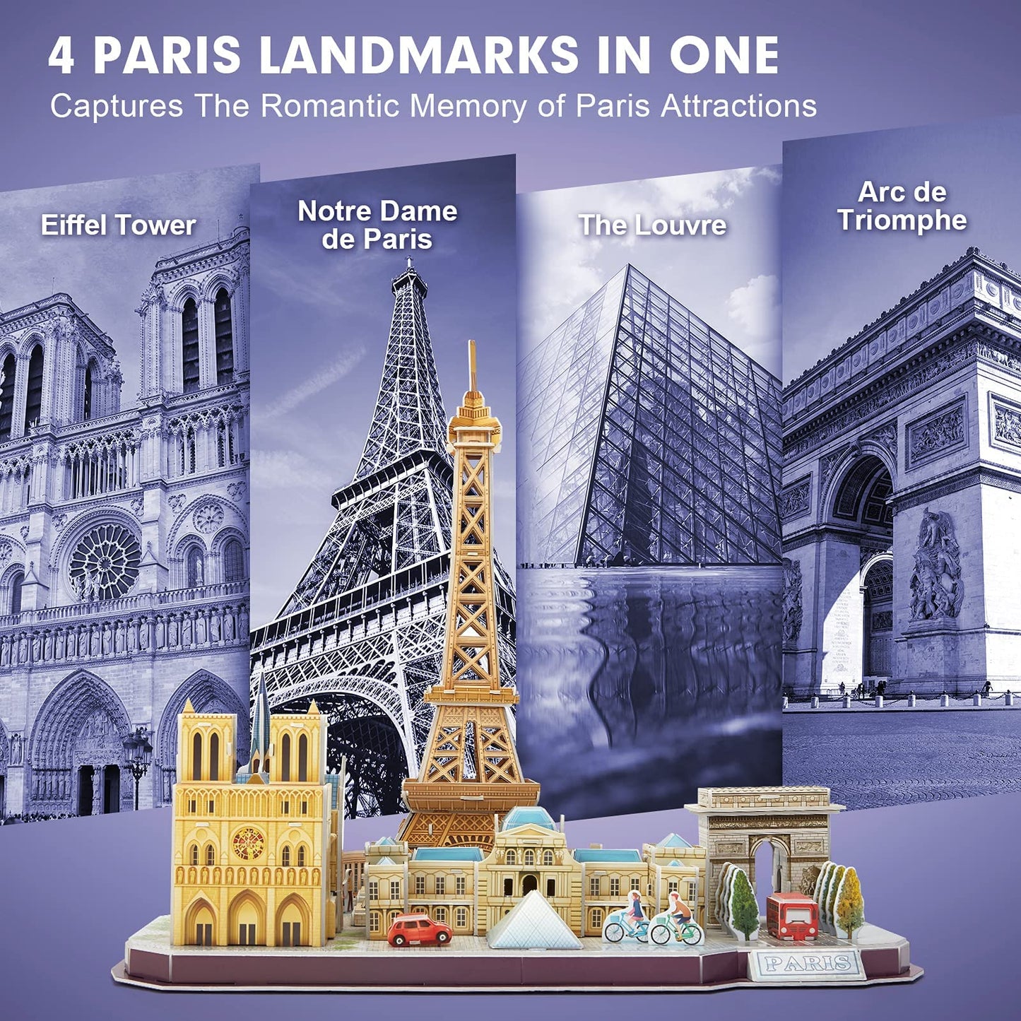 CubicFun Eiffel Tower 3D Puzzle for Kids 8–12 | Paris Cityline STEM