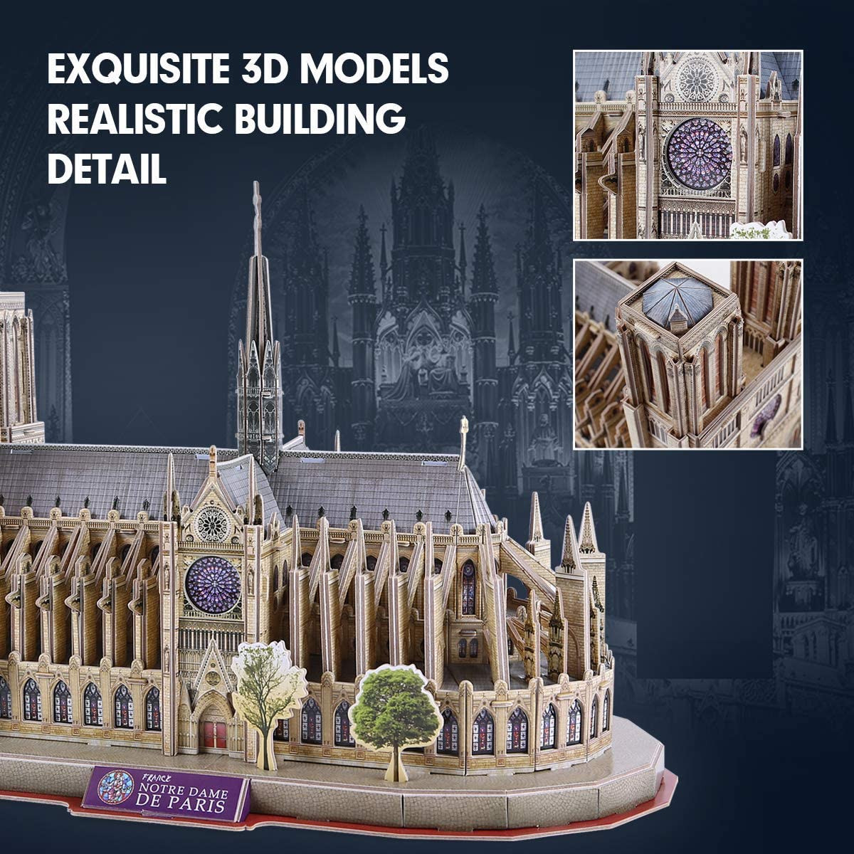 CubicFun Notre Dame Paris 3D Puzzle – 128-Piece Model Kit for Adults & Teens