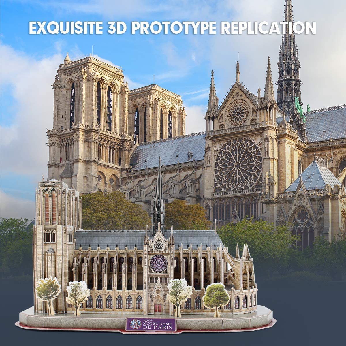 CubicFun Notre Dame Paris 3D Puzzle – 128-Piece Model Kit for Adults & Teens