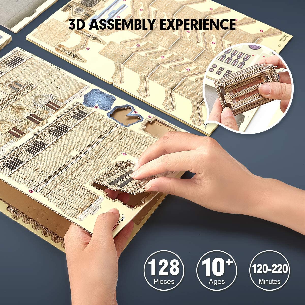 CubicFun Notre Dame Paris 3D Puzzle – 128-Piece Model Kit for Adults & Teens