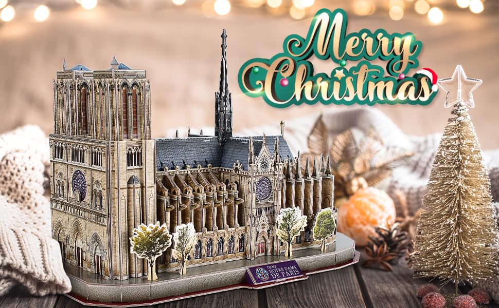 CubicFun Notre Dame Paris 3D Puzzle – 128-Piece Model Kit for Adults & Teens