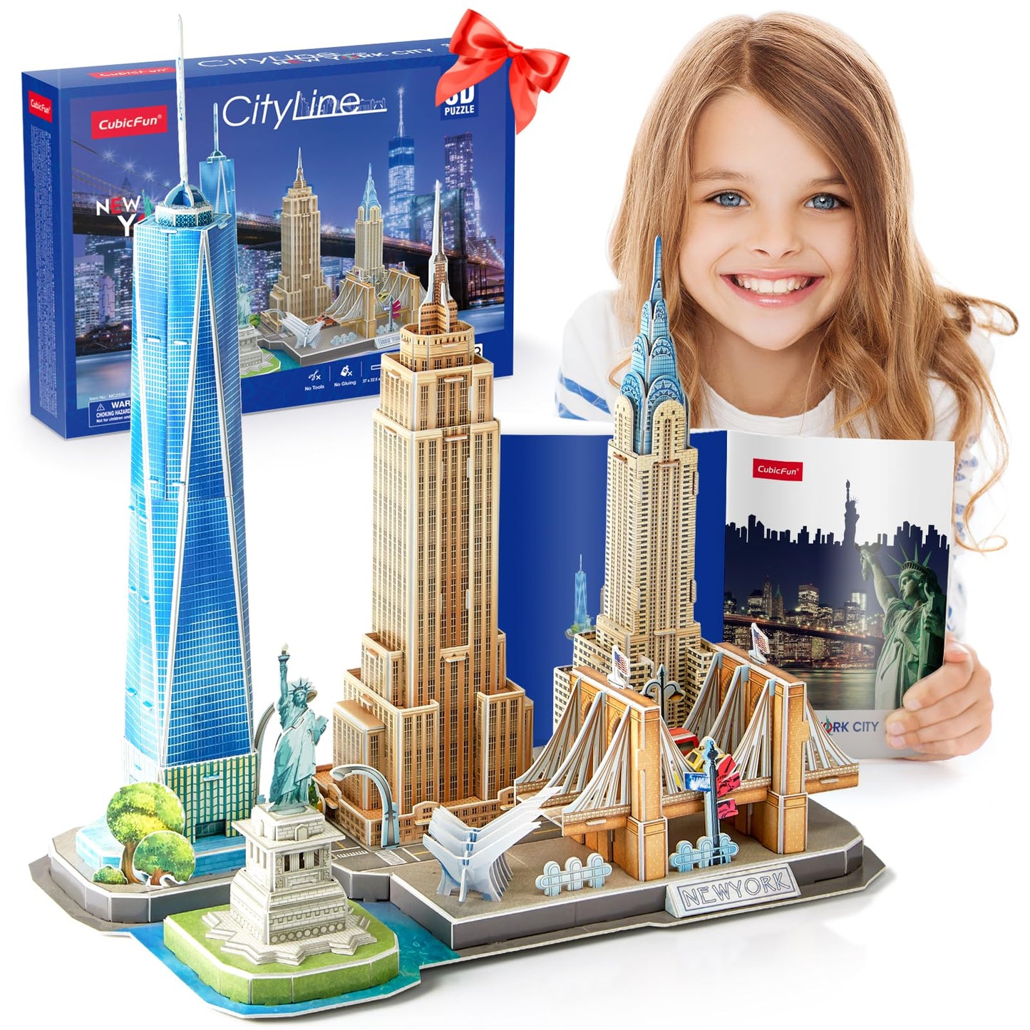 CubicFun 3D NYC Skyline Puzzle for Kids 8-12 | Architecture Craft Kit