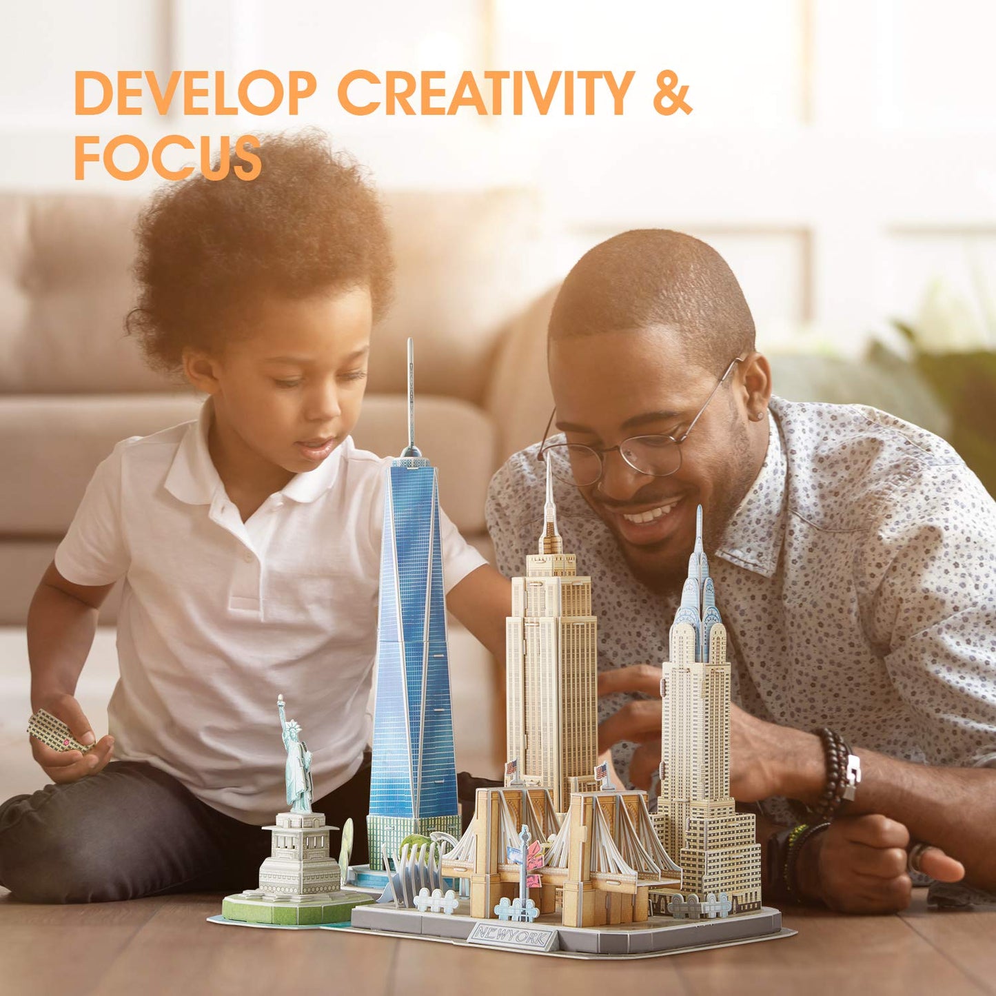 CubicFun 3D NYC Skyline Puzzle for Kids 8-12 | Architecture Craft Kit