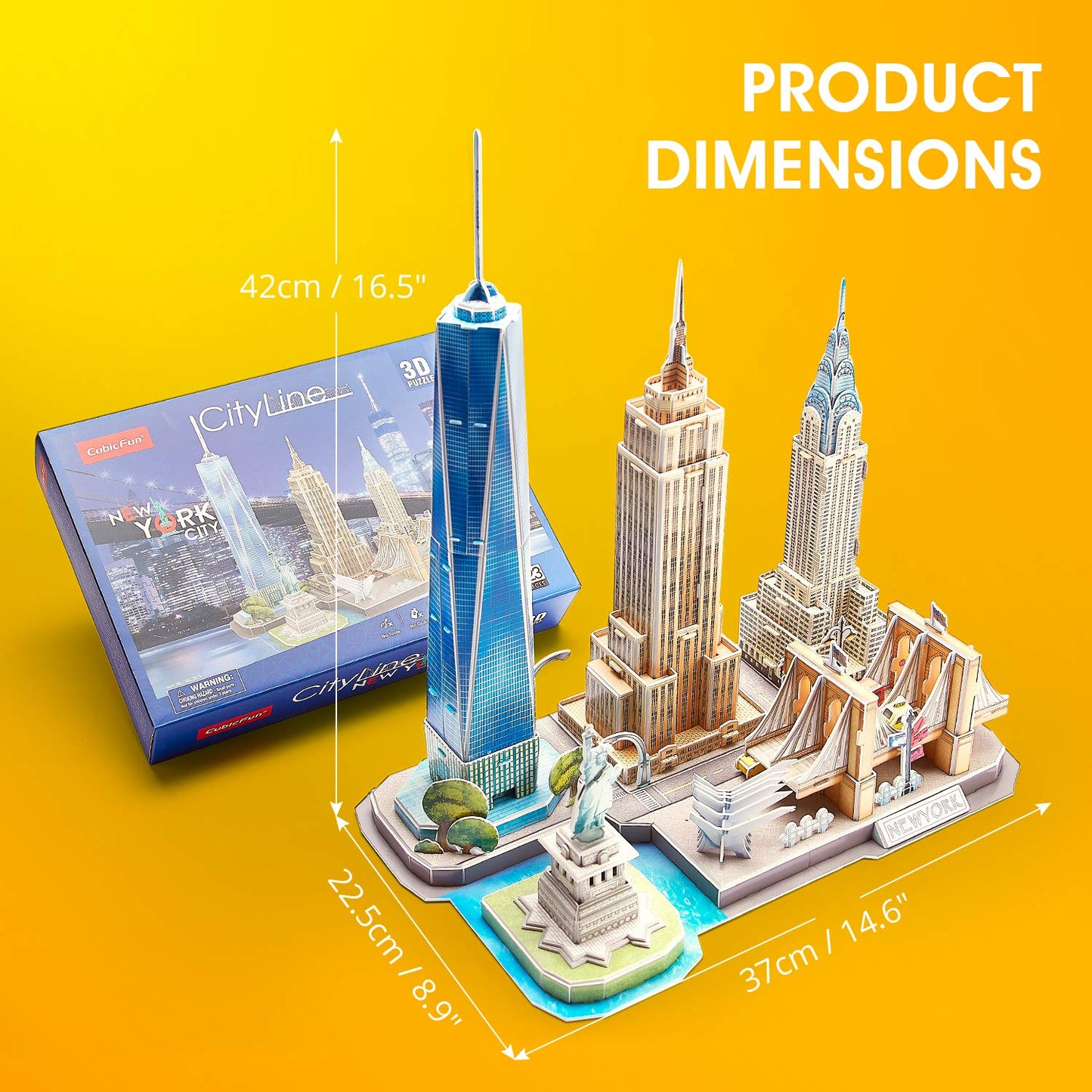 CubicFun 3D NYC Skyline Puzzle for Kids 8-12 | Architecture Craft Kit