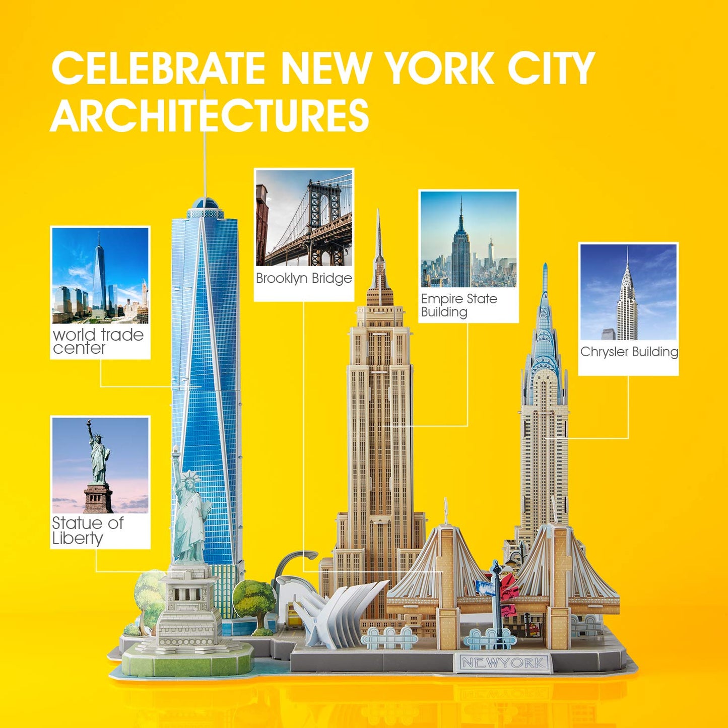 CubicFun 3D NYC Skyline Puzzle for Kids 8-12 | Architecture Craft Kit