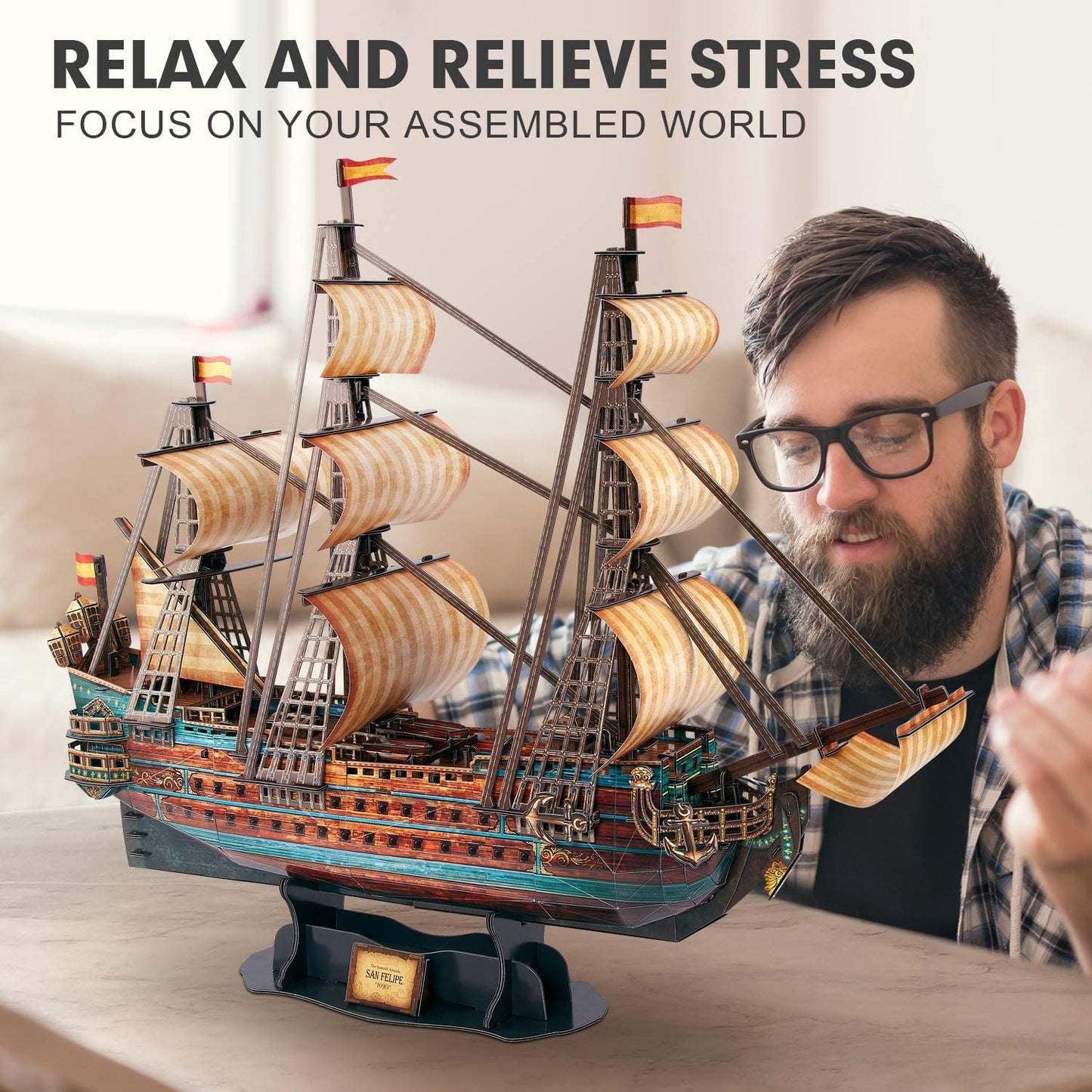 CubicFun San Felipe 1960 Boat 3D Puzzle – Ship Model Kit for Adults & Children (248 Pieces)