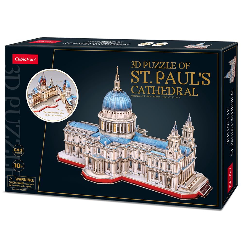 CubicFun 3D Puzzle - Saint Paul Cathedral 643 Pieces with Open-Close Architecture