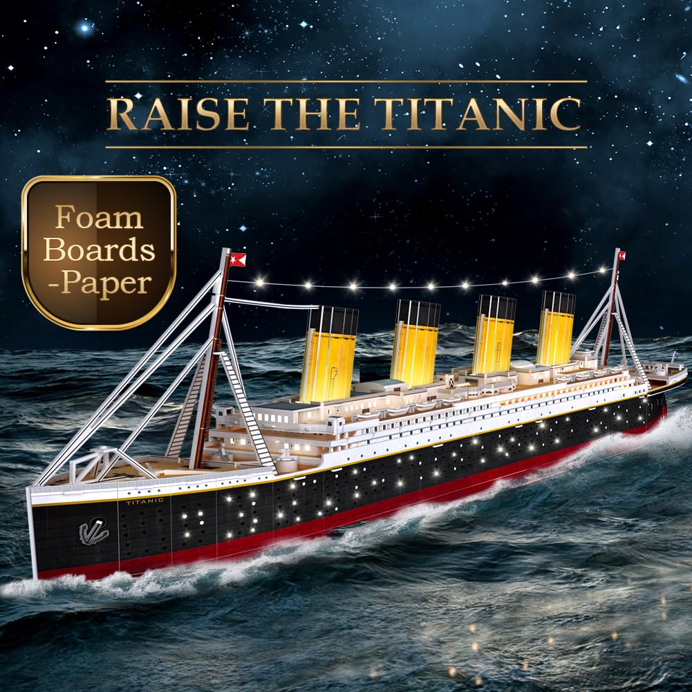 CubicFun Titanic 3D LED Puzzle – Large 88 cm Display, 266 Pieces, Night Lighting, Gift Idea for Teens & Adults