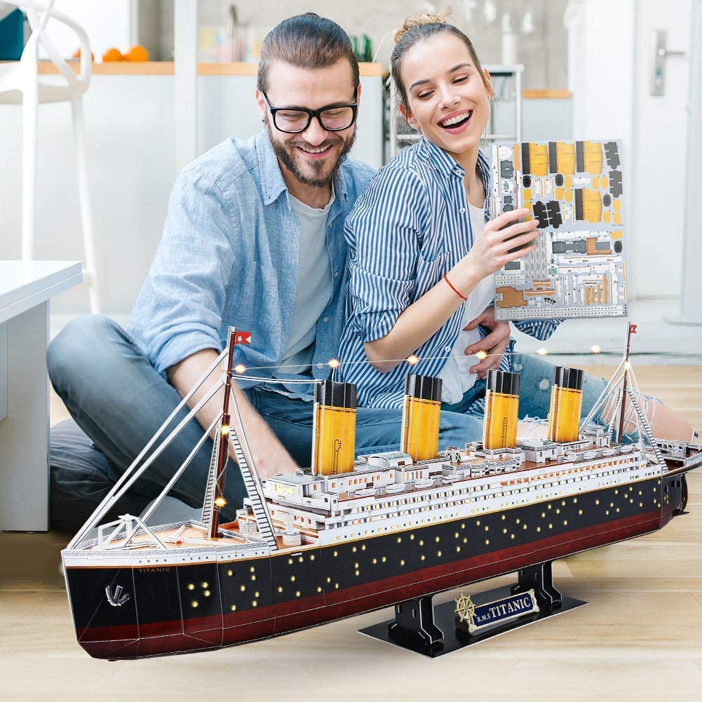 CubicFun Titanic 3D LED Puzzle – Large 88 cm Display, 266 Pieces, Night Lighting, Gift Idea for Teens & Adults