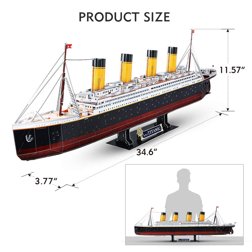 CubicFun Titanic 3D LED Puzzle – Large 88 cm Display, 266 Pieces, Night Lighting, Gift Idea for Teens & Adults