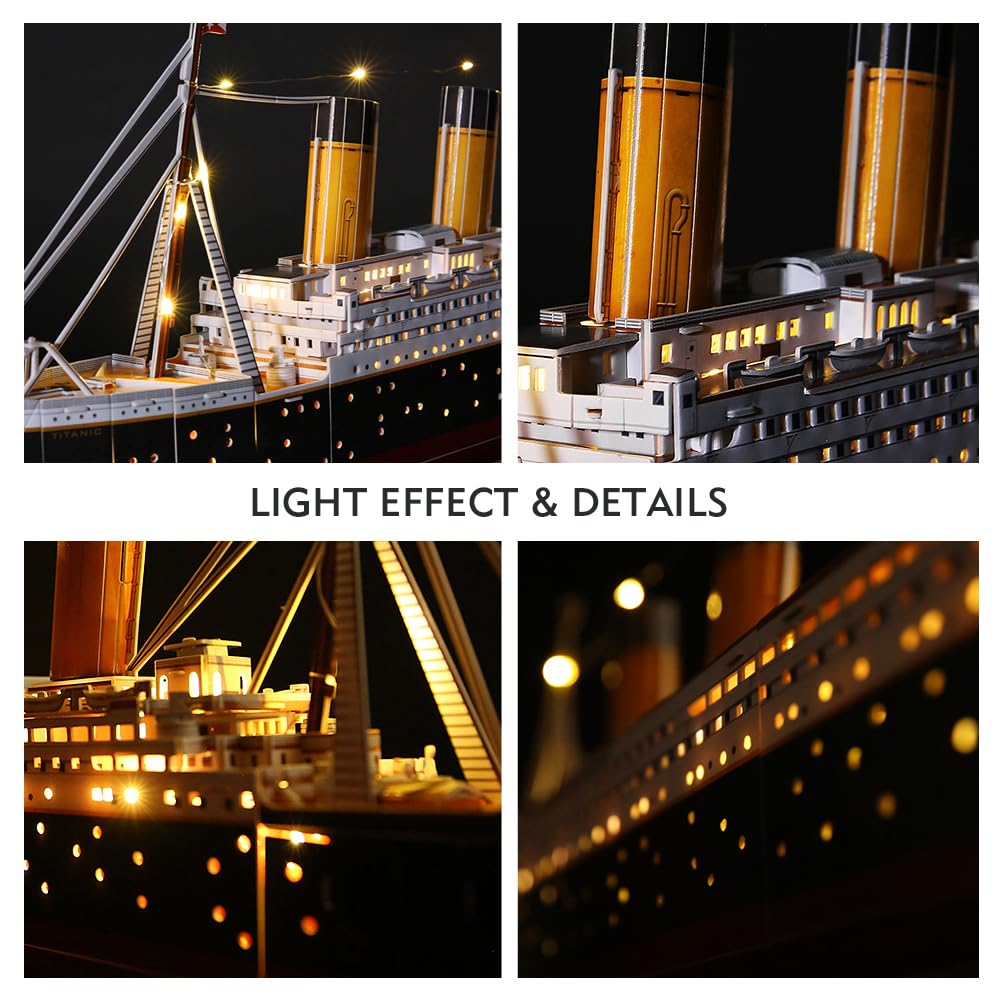 CubicFun Titanic 3D LED Puzzle – Large 88 cm Display, 266 Pieces, Night Lighting, Gift Idea for Teens & Adults