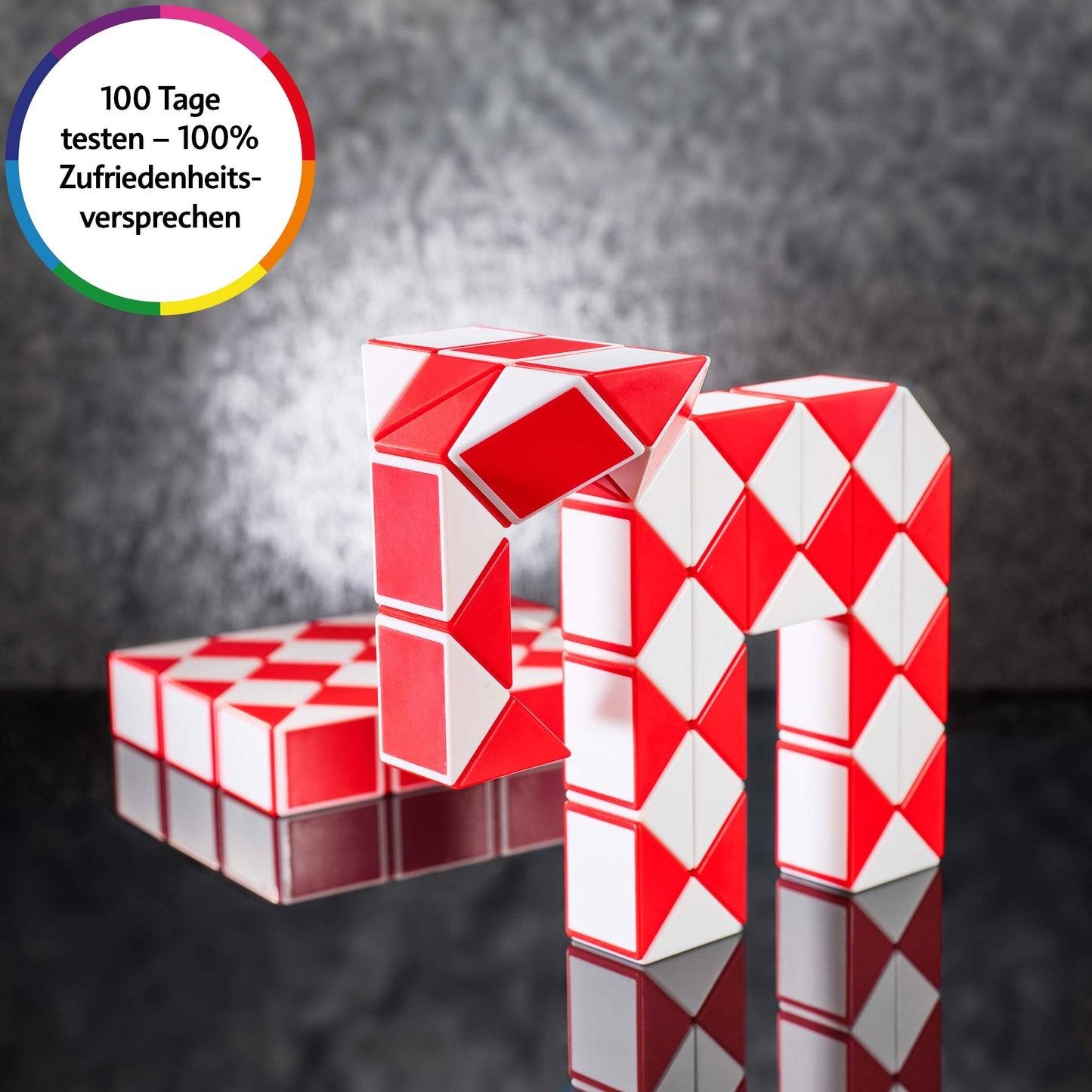 CUBIDI® Magic Snake Cube | Fidget Toy for Kids 4–8 – Red, 48 Blocks
