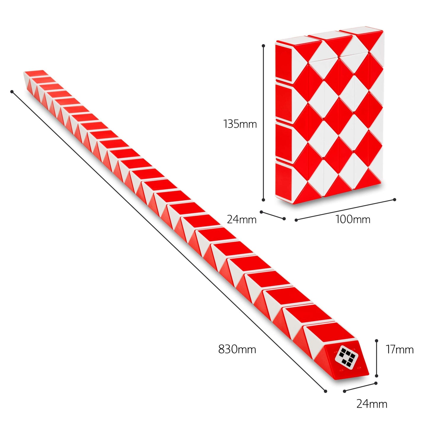 CUBIDI® Magic Snake Cube | Fidget Toy for Kids 4–8 – Red, 48 Blocks
