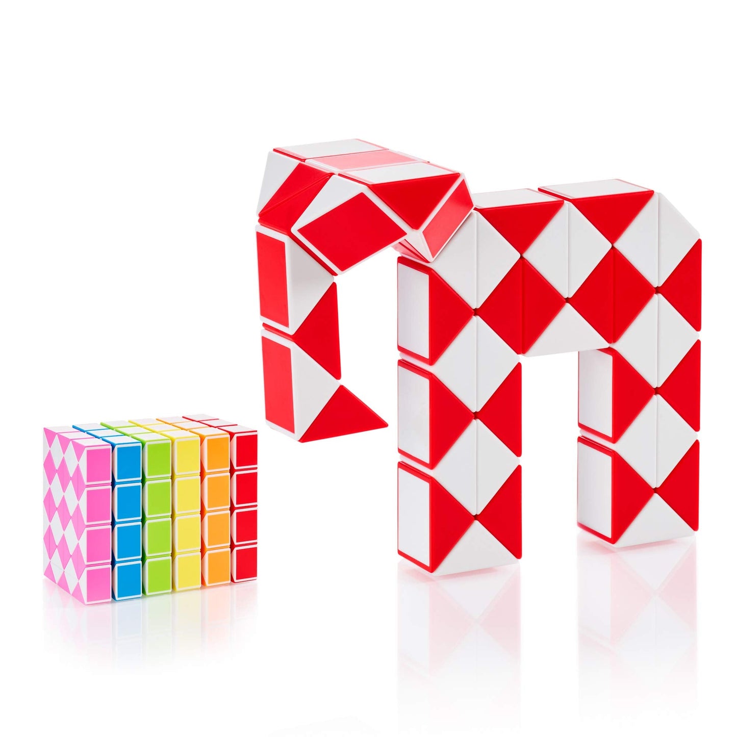 CUBIDI® Magic Snake Cube | Fidget Toy for Kids 4–8 – Red, 48 Blocks