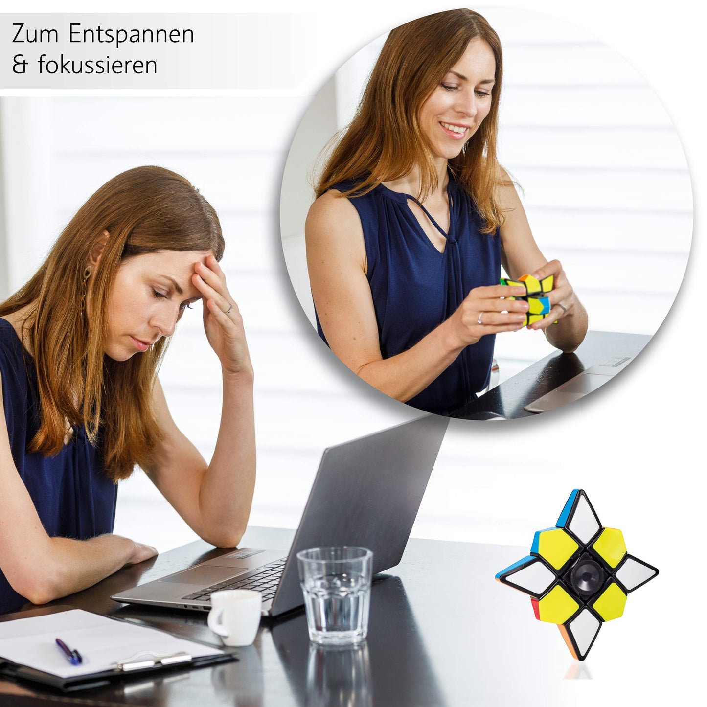 CUBIDI Star Fidget Cube Spinner 2-in-1 Toy – Anti-Stress Desk Cube
